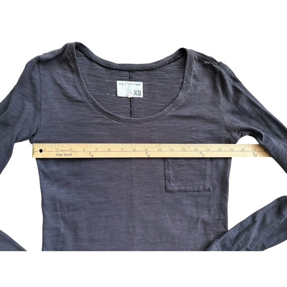 Rag & Bone Slub Knit Long Sleeve Shirt Women's XS Round Neck Dark Gray *FLAW* - Picture 12 of 15
